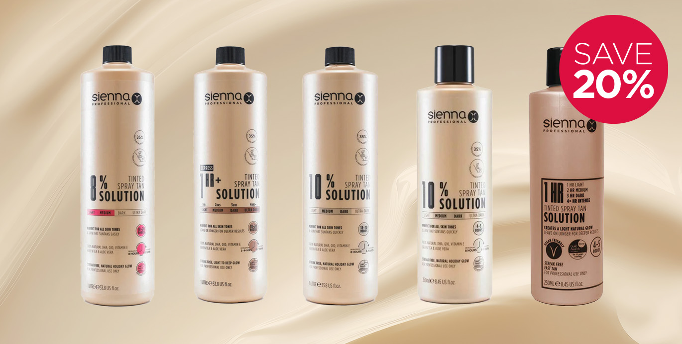 Save 20% on Sienna X Professional Spray Tan Solutions